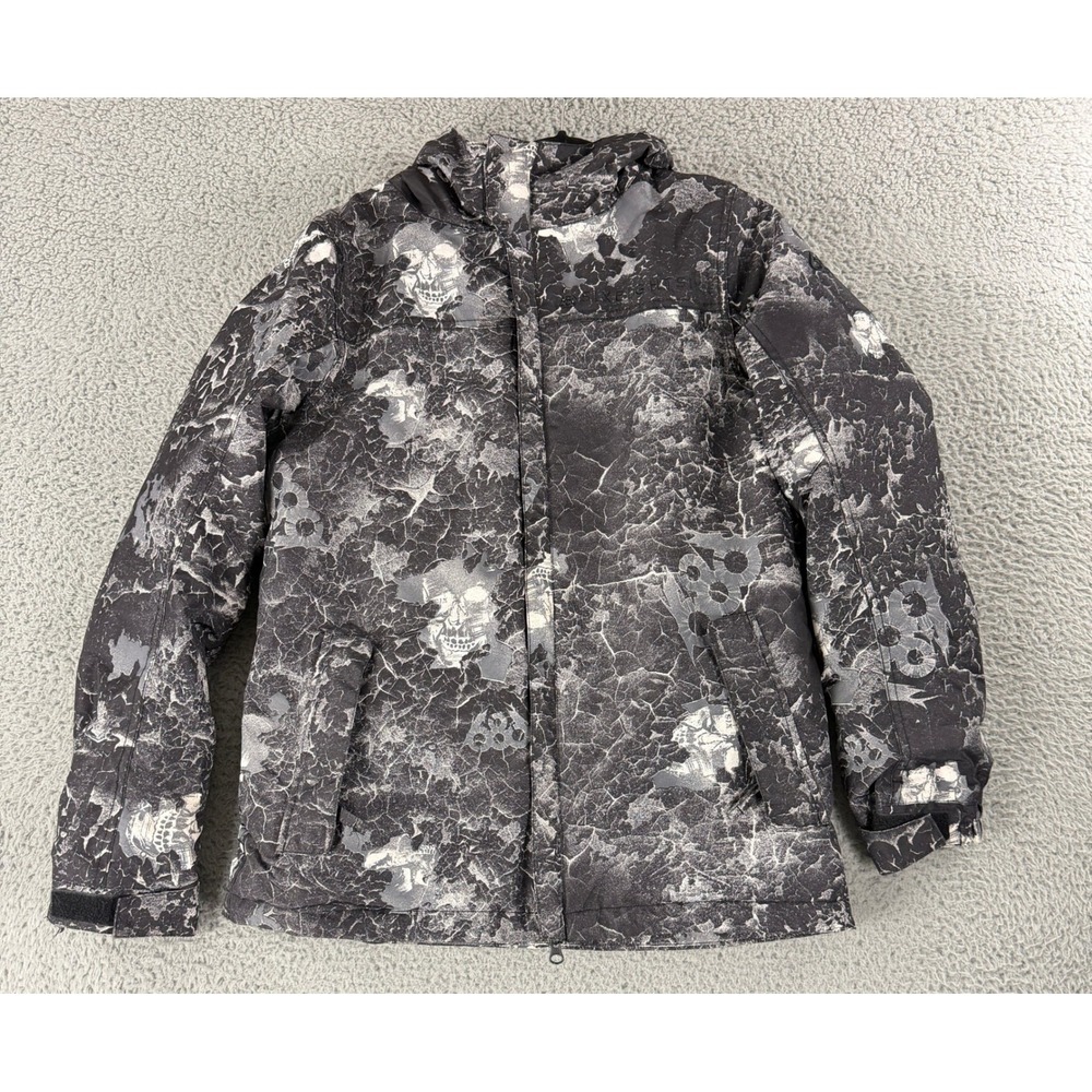 686 Defender Insulated Jacket Youth Boys XL Black Skull Print Snowboard Ski